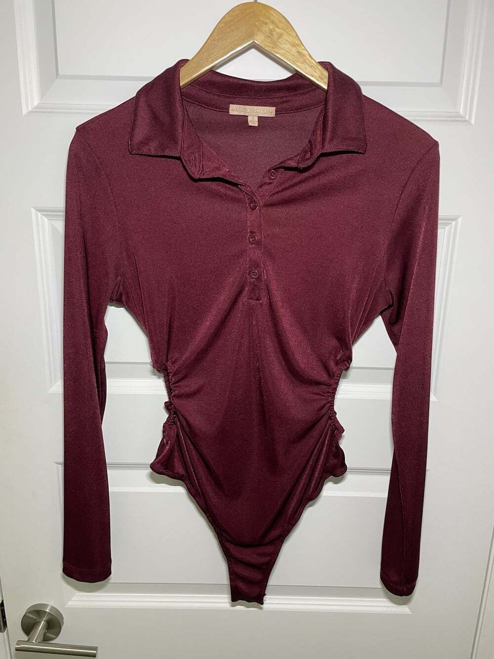 Evolutionary Apparel Womens L Bodysuit Maroon Red Burgundy Stretch USA Made Y2K